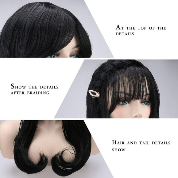 Akstore 28 inch Fashion Wigs Long Wavy Curly Hair Cosplay Wig & Wig Cap (Black) - Picture 5 of 5